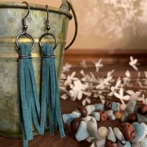 Real leather tassel earrings